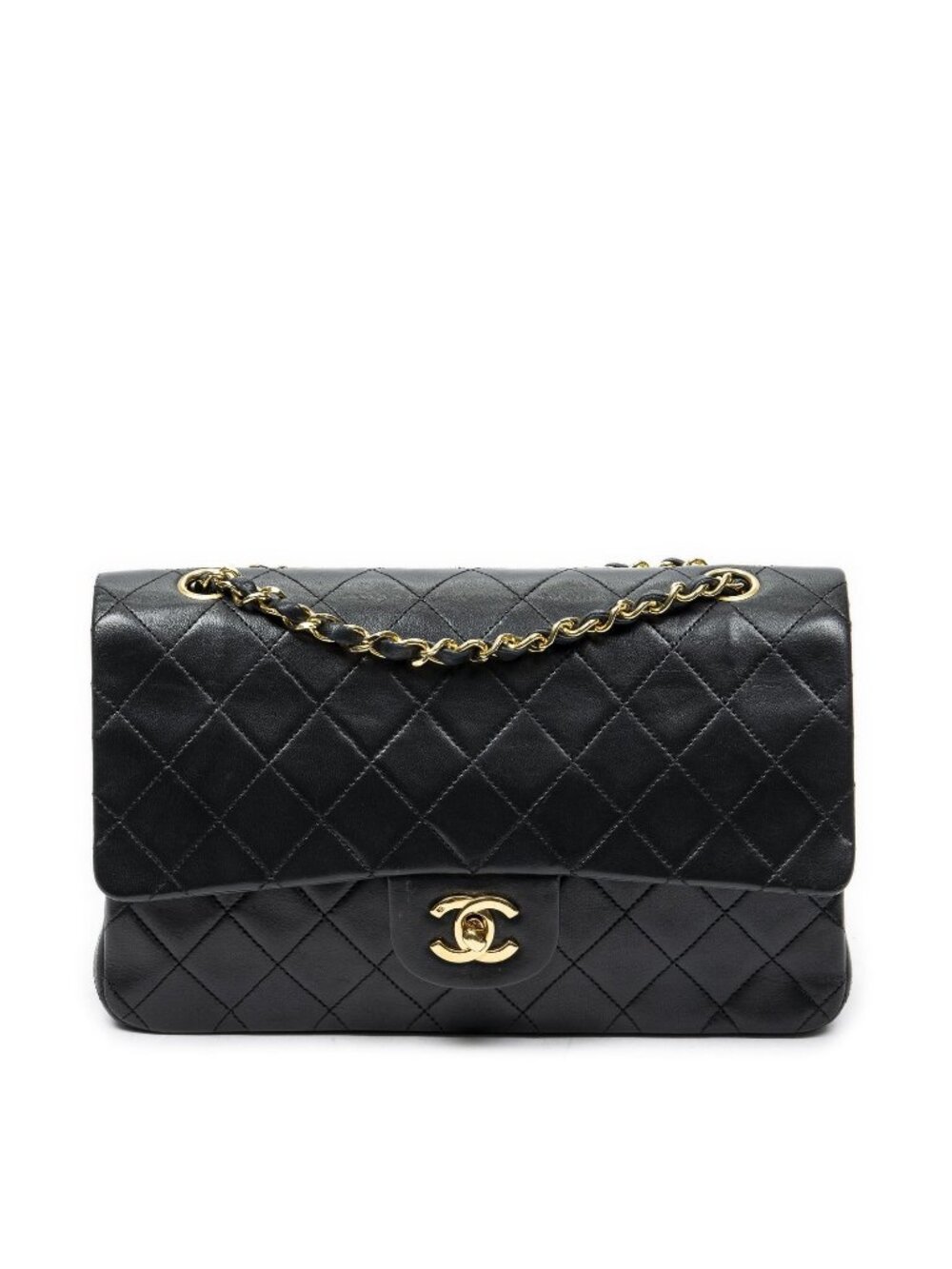 Chanel Quilted Double Flap Bag Black Calfskin Leather